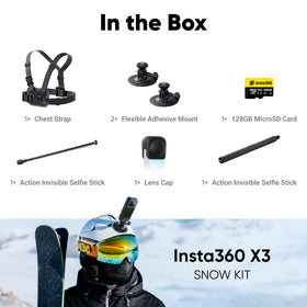 Insta360 X3 Snow Kit chest strap fit on the body for secure POV