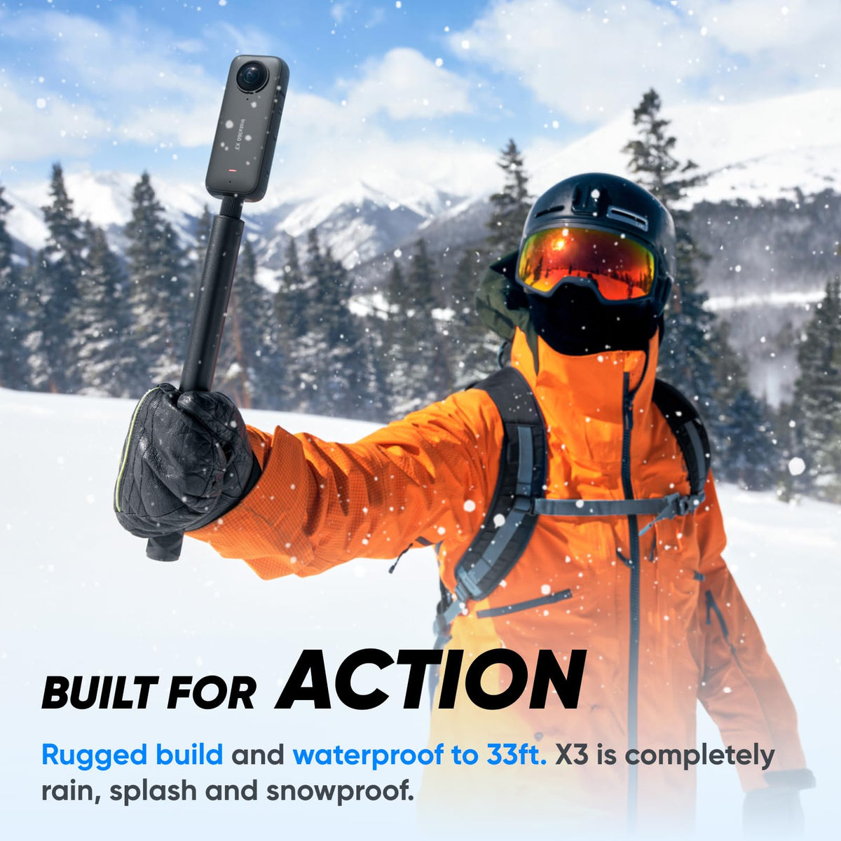 Insta360 X3 Snow Kit waterproof design for winter conditions