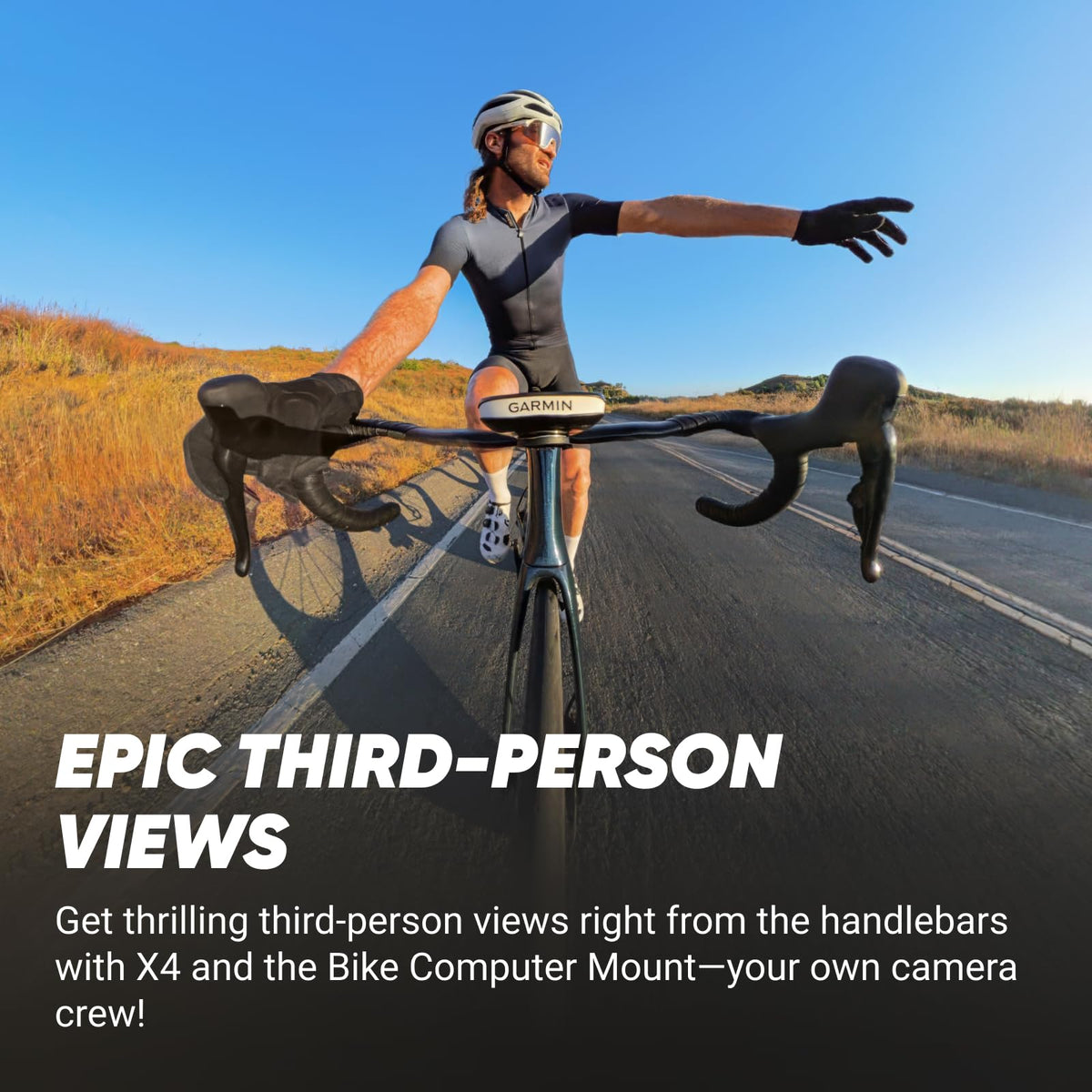 Insta360 X4 4K MaxView 170° for wide ride footage.