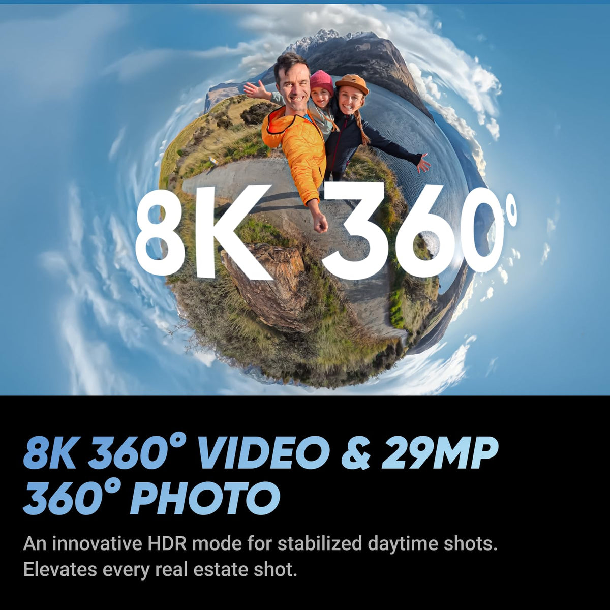 Insta360 X4 Air invisible selfie stick extended for clean overhead angles.