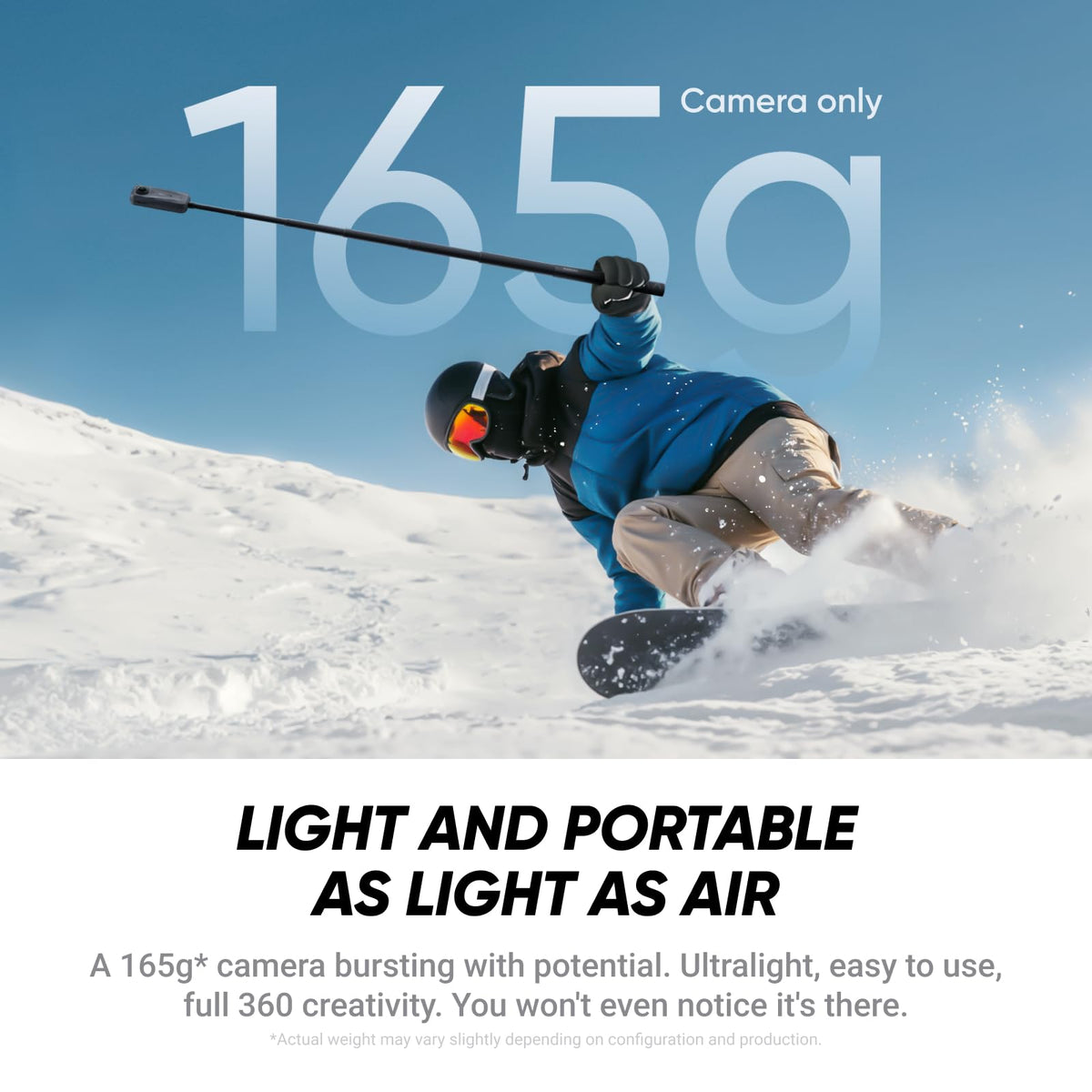 Insta360 X4 Air invisible selfie stick vanishes from the frame for dramatic third-person perspectives.