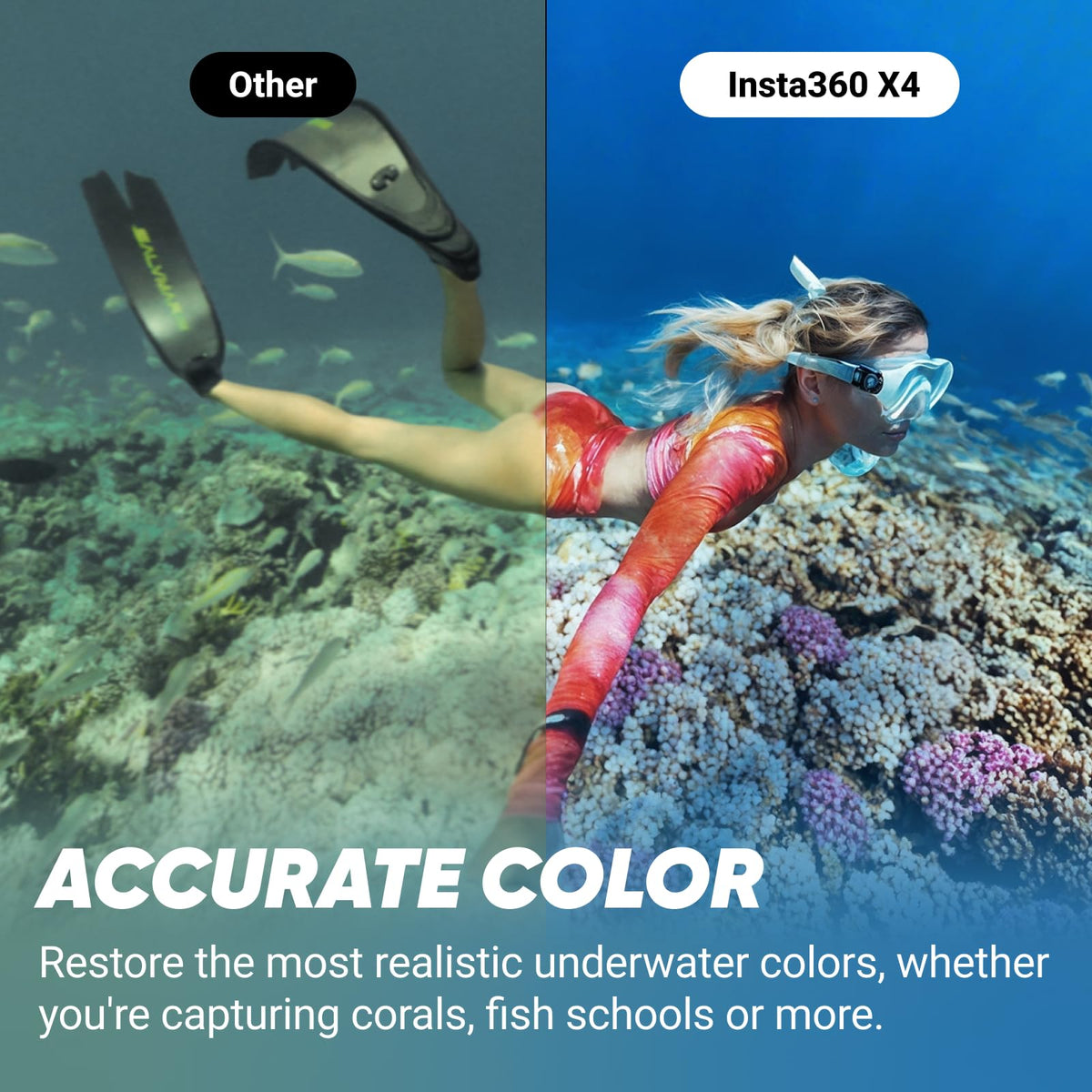 Insta360 X4 invisible dive case enables deep-water exploration.