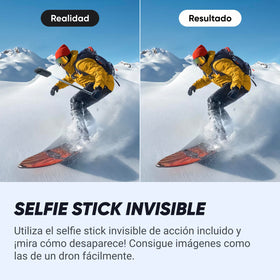 Insta360 X4 invisible selfie stick enables unobstructed 360 footage.