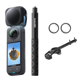 Insta360 X4 on bike mount for immersive cycling footage.