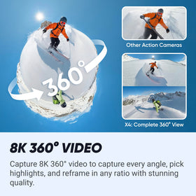 Insta360 X4 Ski Bundle records 4K wide-angle footage for action-packed runs