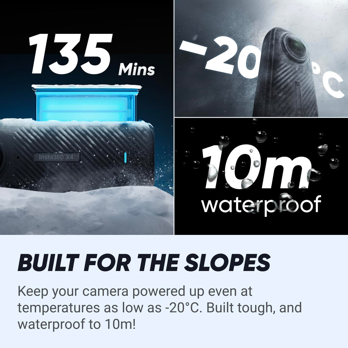 Insta360 X4 Ski Bundle is cold-resistant and waterproof for winter conditions