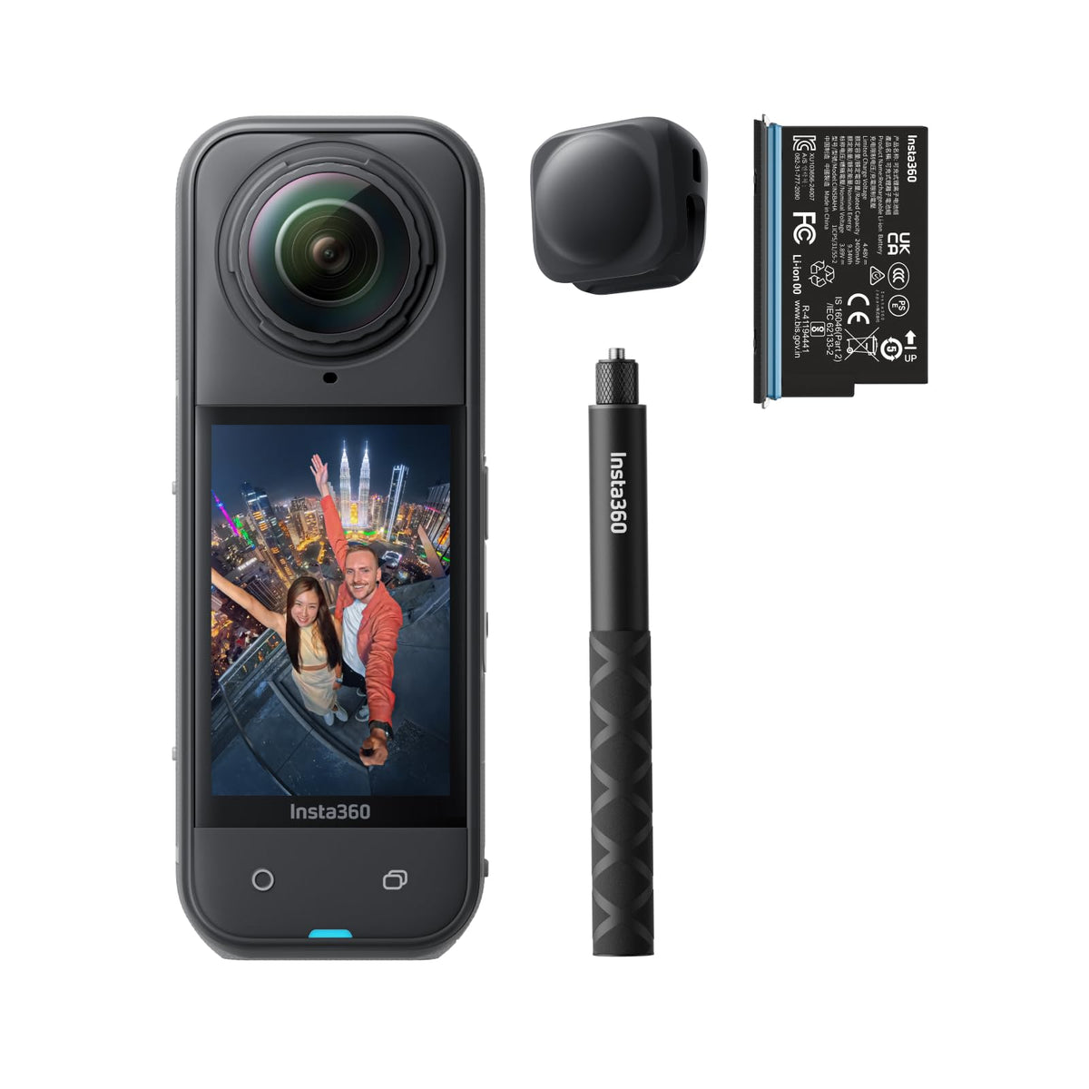 Insta360 X5 8K360 video with dual sensors for sharp, immersive footage.