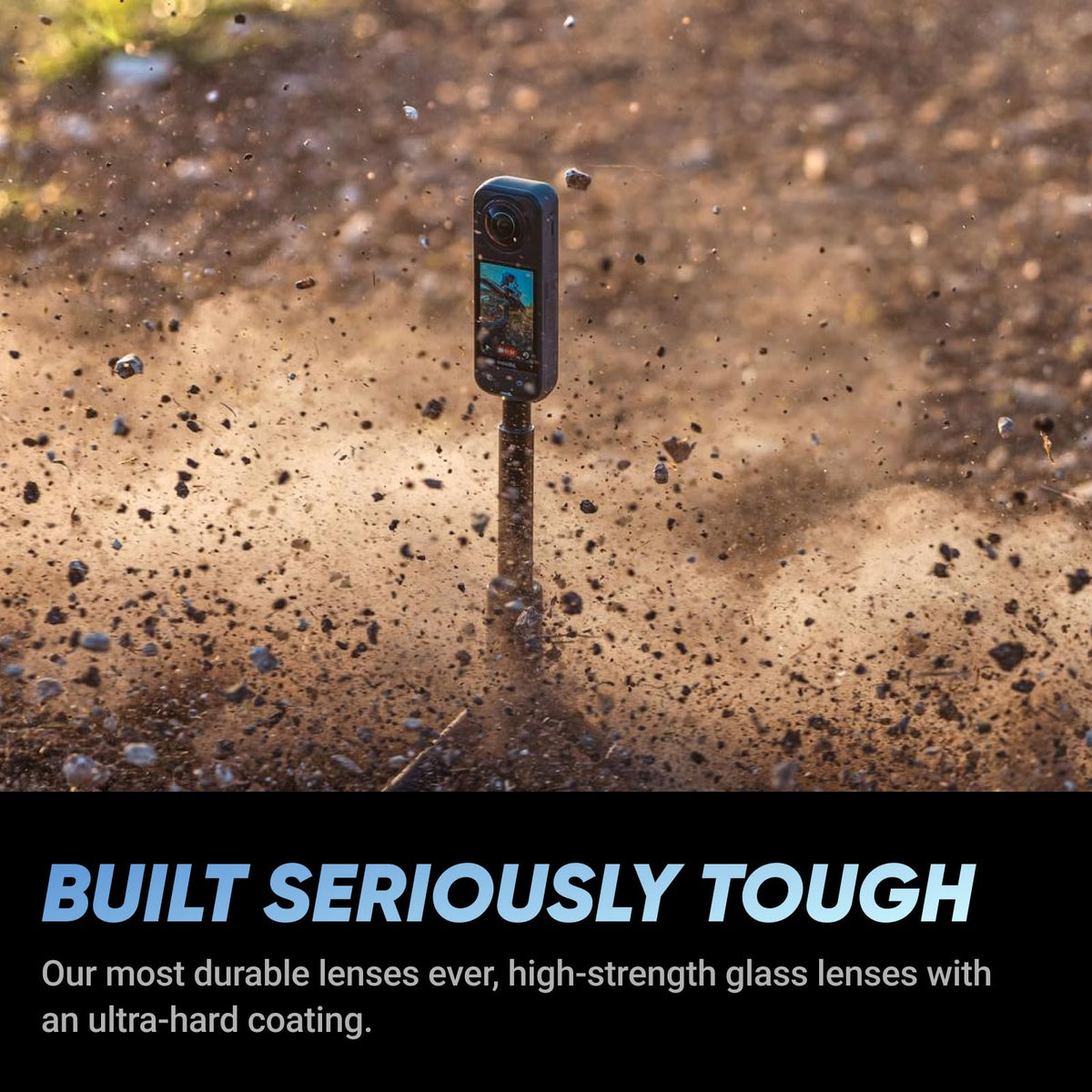 Insta360 X5 built-in wind guard reduces wind noise during outdoor shoots