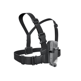Insta360 chest mount front view showing secure straps and benefit stability