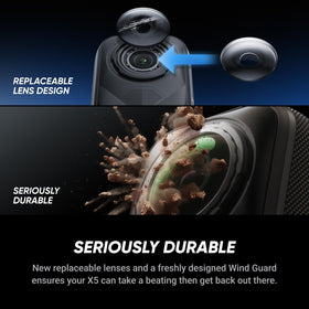 Insta360 X5 Wind Guard audio delivers clearer sound in windy environments.