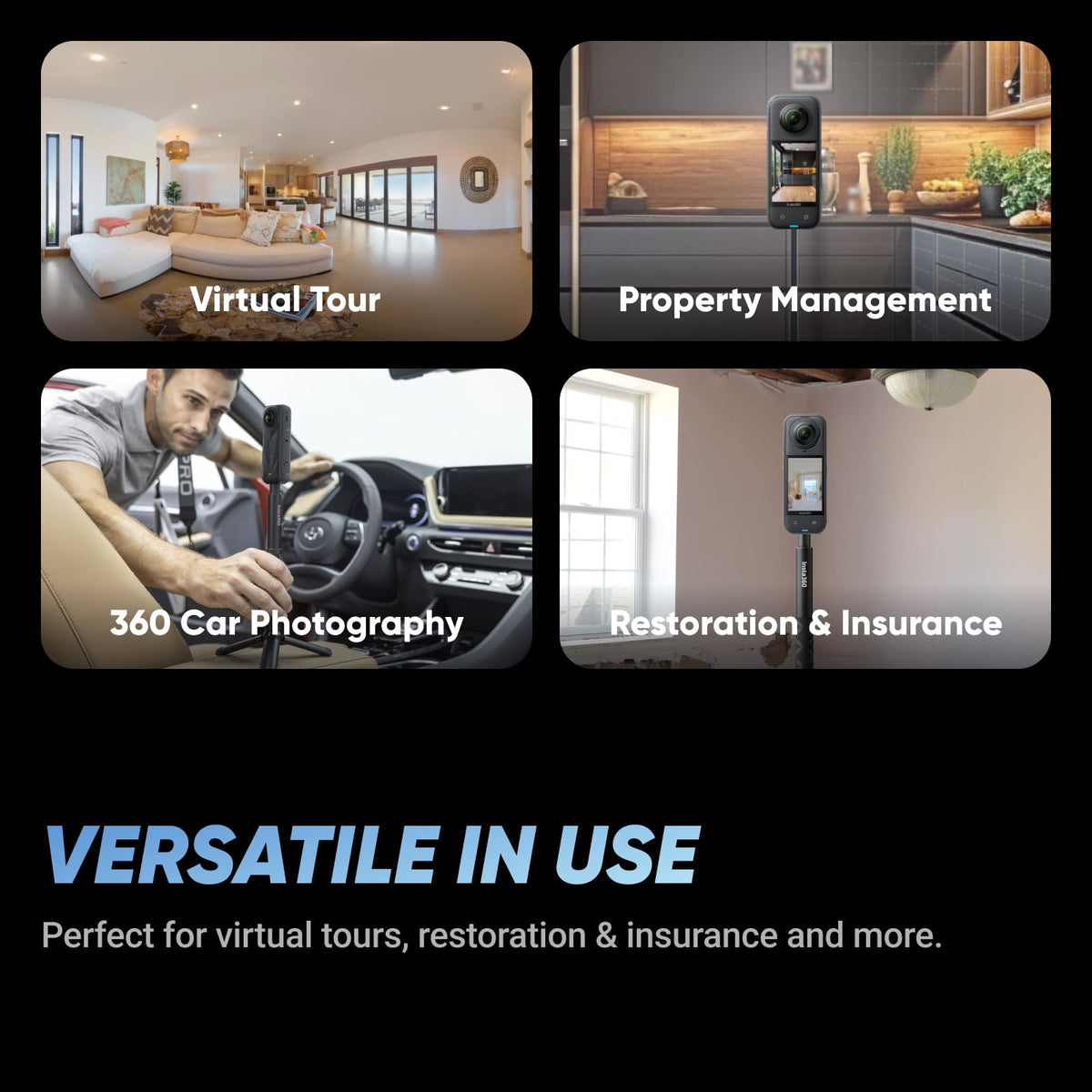 Insta360 X5 in-box kit with tripod and 256GB microSD for quick setup