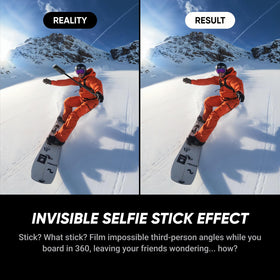 Insta360 X5 invisible selfie stick for seamless 360° shots.