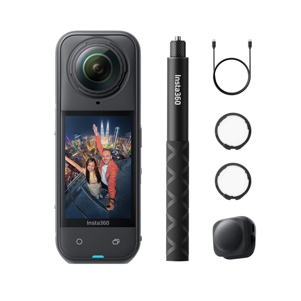 Insta360 X5 dual-sensor 8K 360° video for cinematic travel footage.