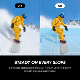 Insta360 X5 waterproof to 49 ft with long battery life.