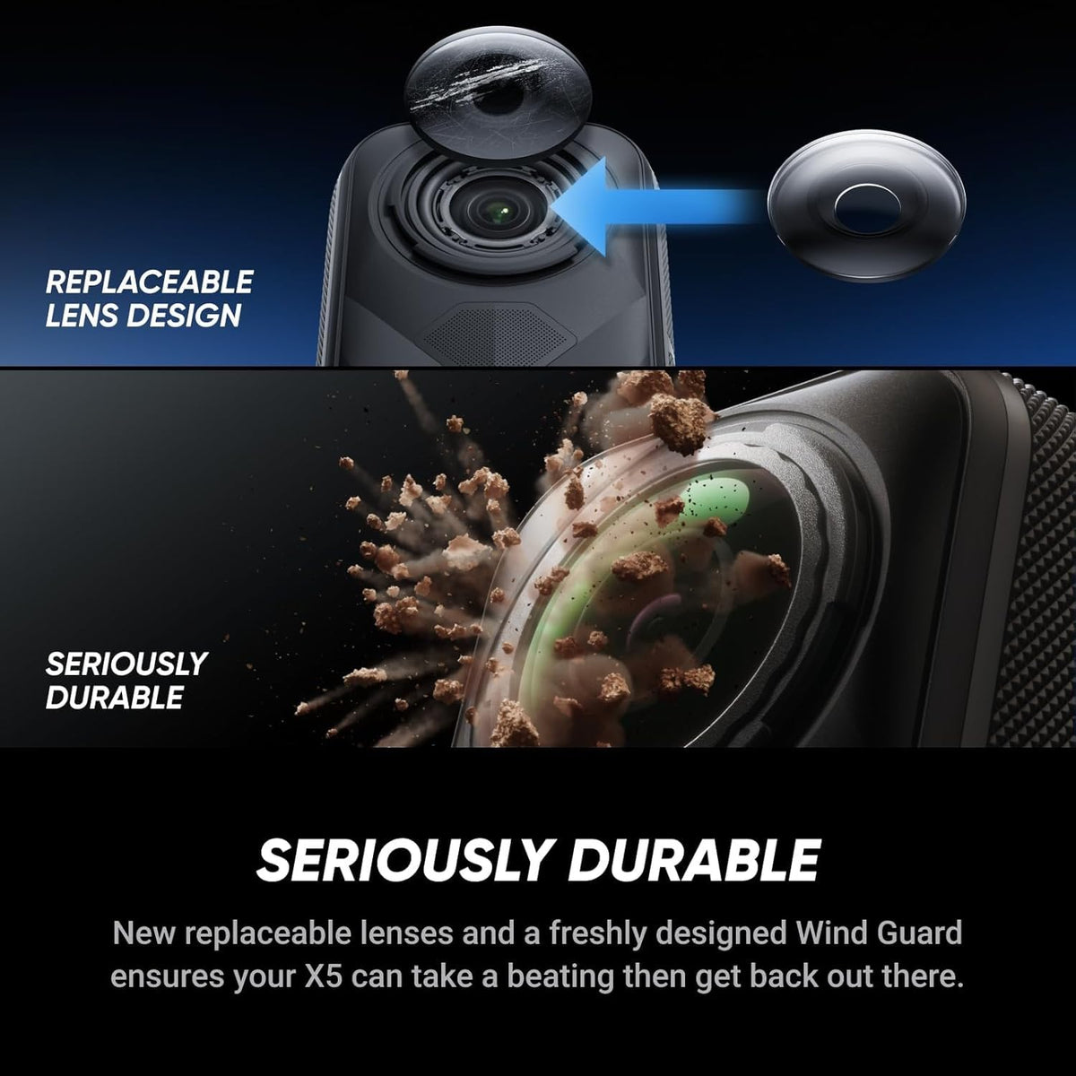 Insta360 X5 wind guard improves audio in windy conditions
