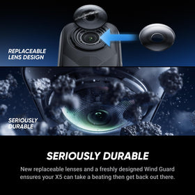 Insta360 X5 wind guard improves audio in windy conditions.