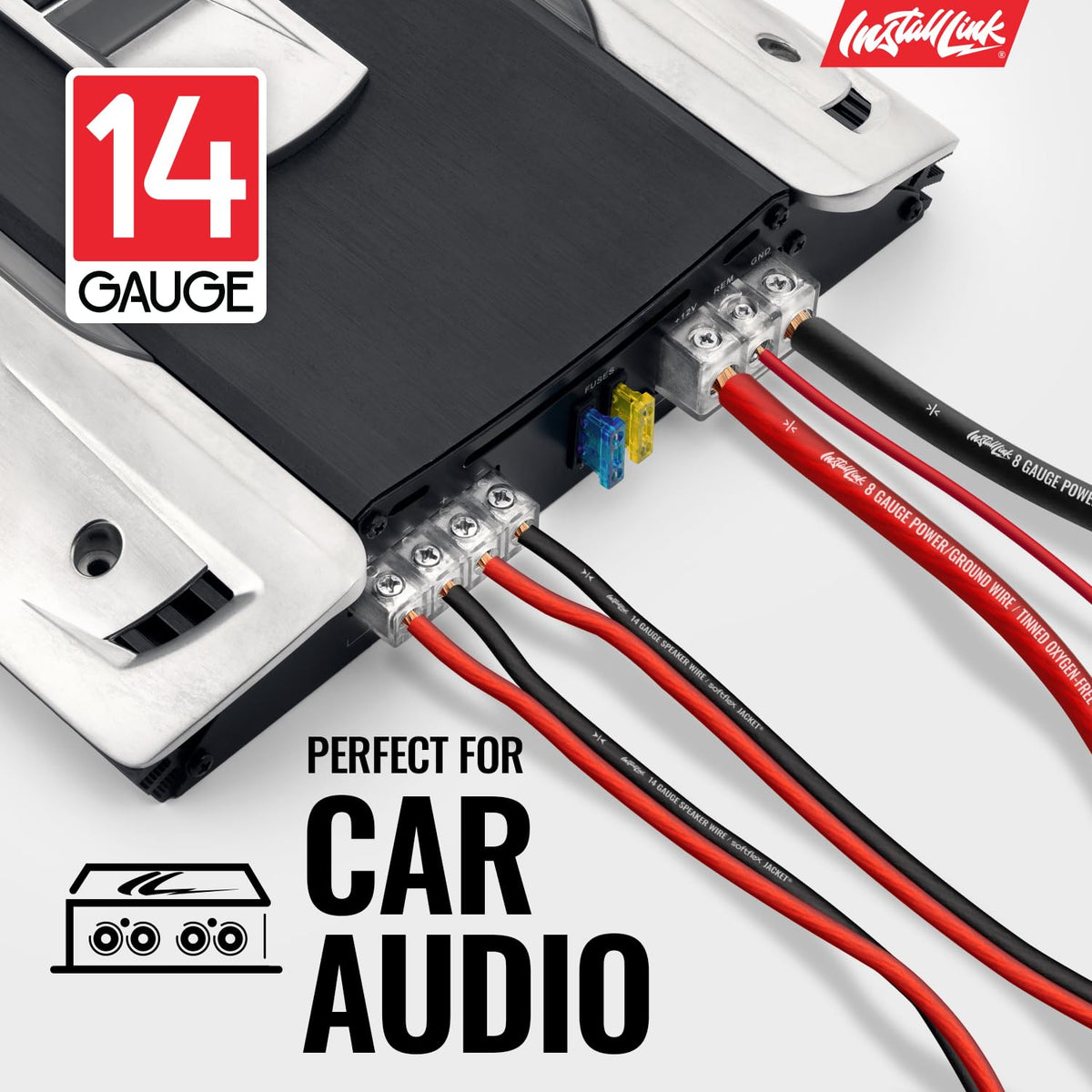 Install Link 100ft speaker wire double conductor simplifies routing.