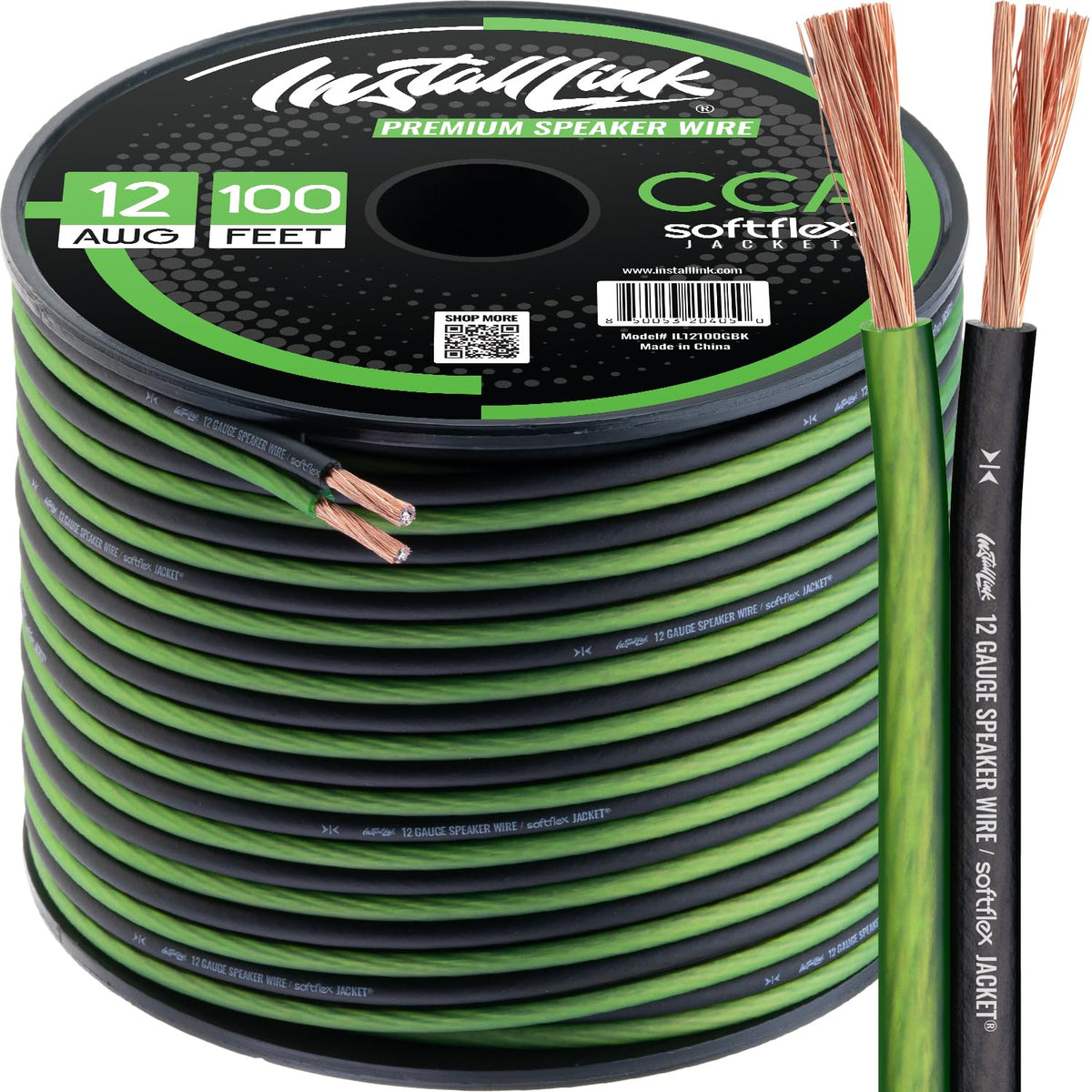 Install Link 12 AWG speaker wire with frosted green jacket for easy home theater wiring