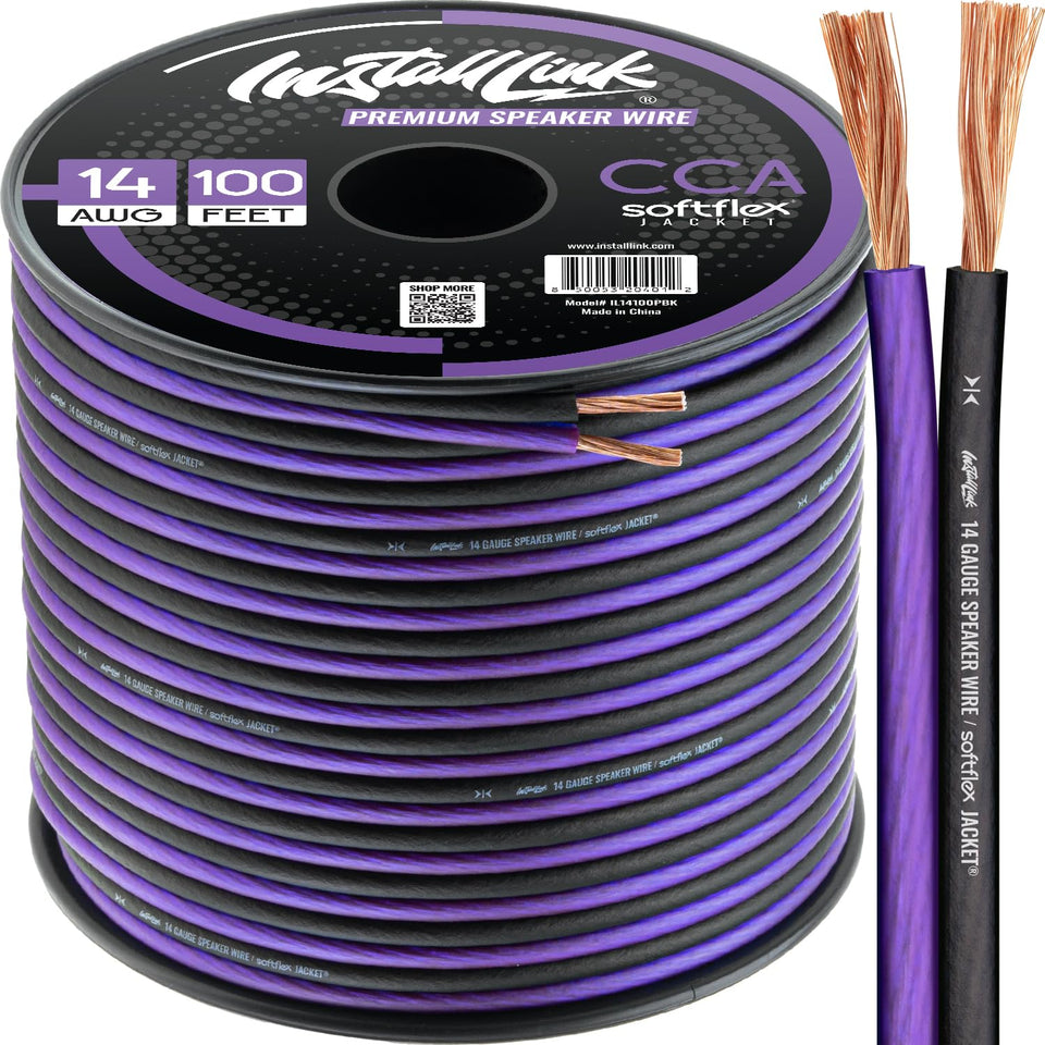 Install Link 14 AWG speaker wire 100 ft with softflex jacket for easy installation.
