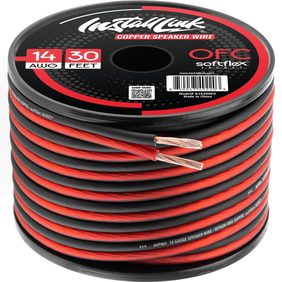 Install Link 14 AWG frosted red speaker wire for polarity clarity and easy setup