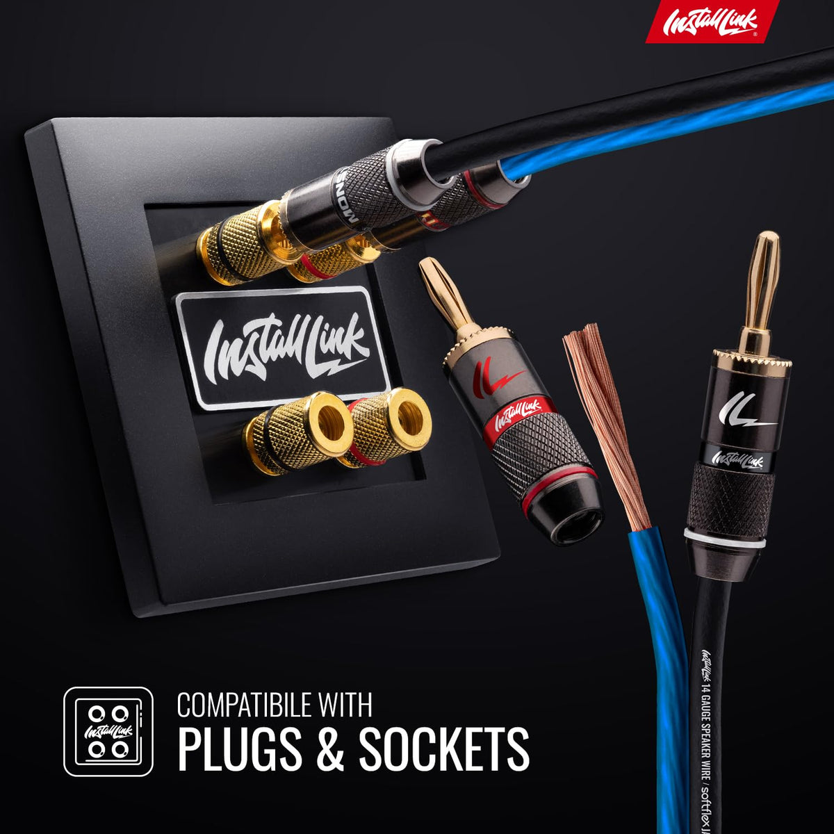 Install Link wire terminated with a banana plug for secure, low-resistance speaker connection