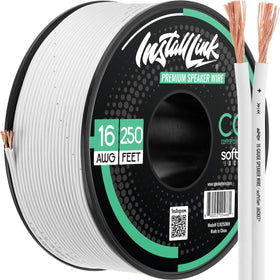 Install Link 16-gauge speaker wire white coil for quick home theater wiring