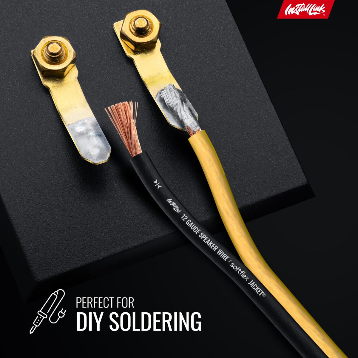 Install Link easy-strip feature speeds speaker connections without damaging conductors.