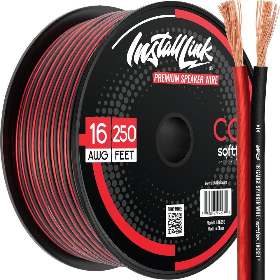 Install Link front spool showing frosted red black jacket and 250ft length for easy routing