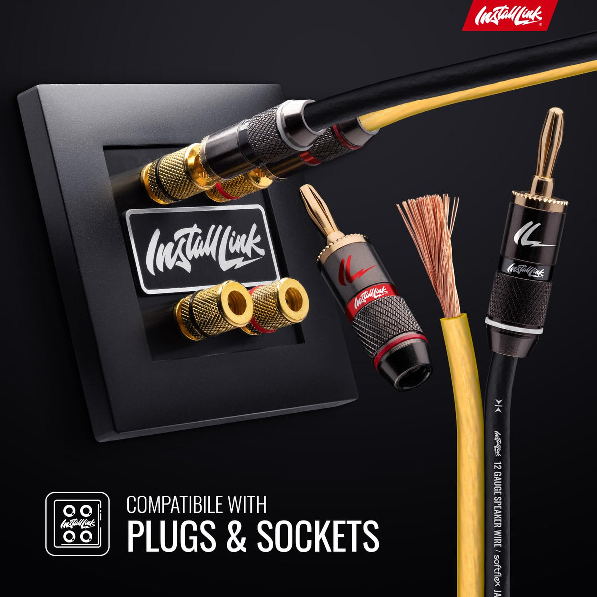 Install Link frosted yellow/black color code aids polarity identification during setup.
