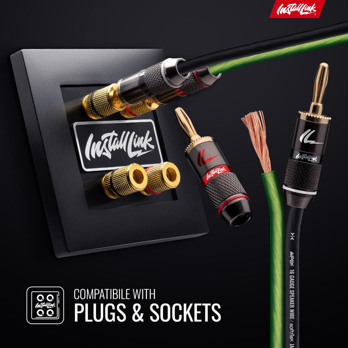 Install Link cable in a home theater connecting speakers for tidy, low-profile audio runs