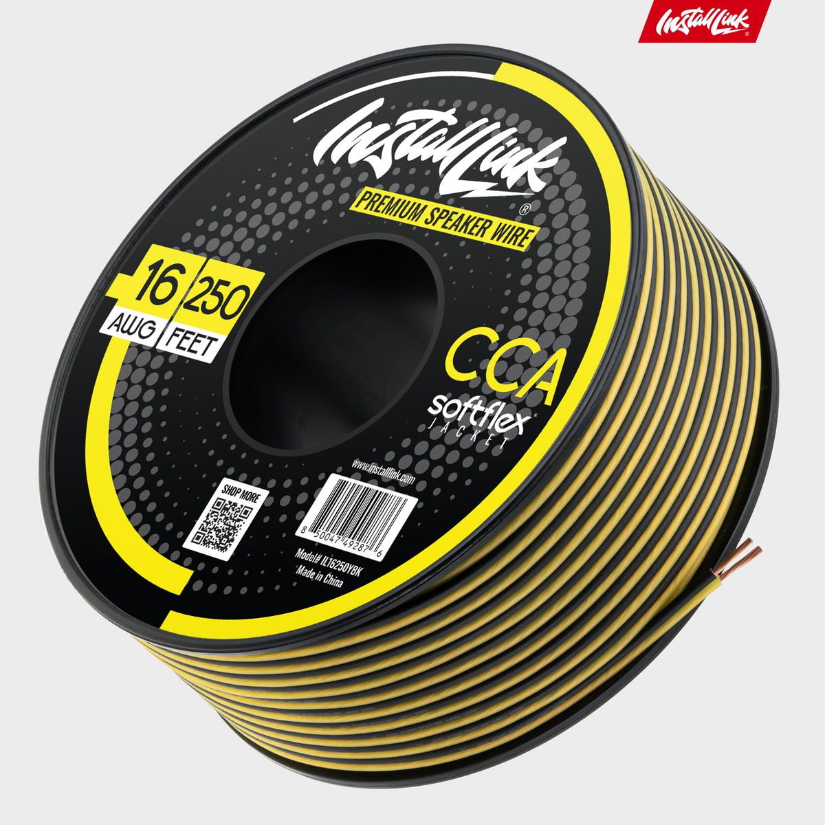 Install Link label close-up showing 16 AWG and CCA specifications