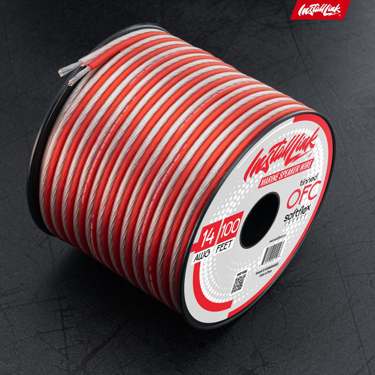 Install Link packaging label with gauge and tinned OFC specifications visible