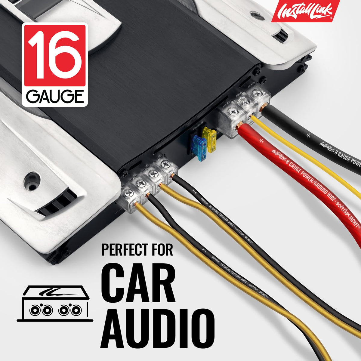 Install Link color-coded frosted yellow and black conductors for quick polarity