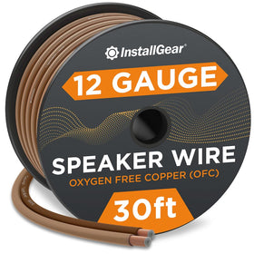 InstallGear 12 AWG brown speaker wire 30 ft, ideal for clear home theater connections.