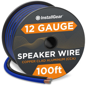 InstallGear 12ga blue-black speaker wire ideal for car and home audio runs