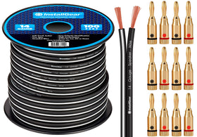 InstallGear 14 AWG wire with banana plugs, 100ft, for easy car audio installs