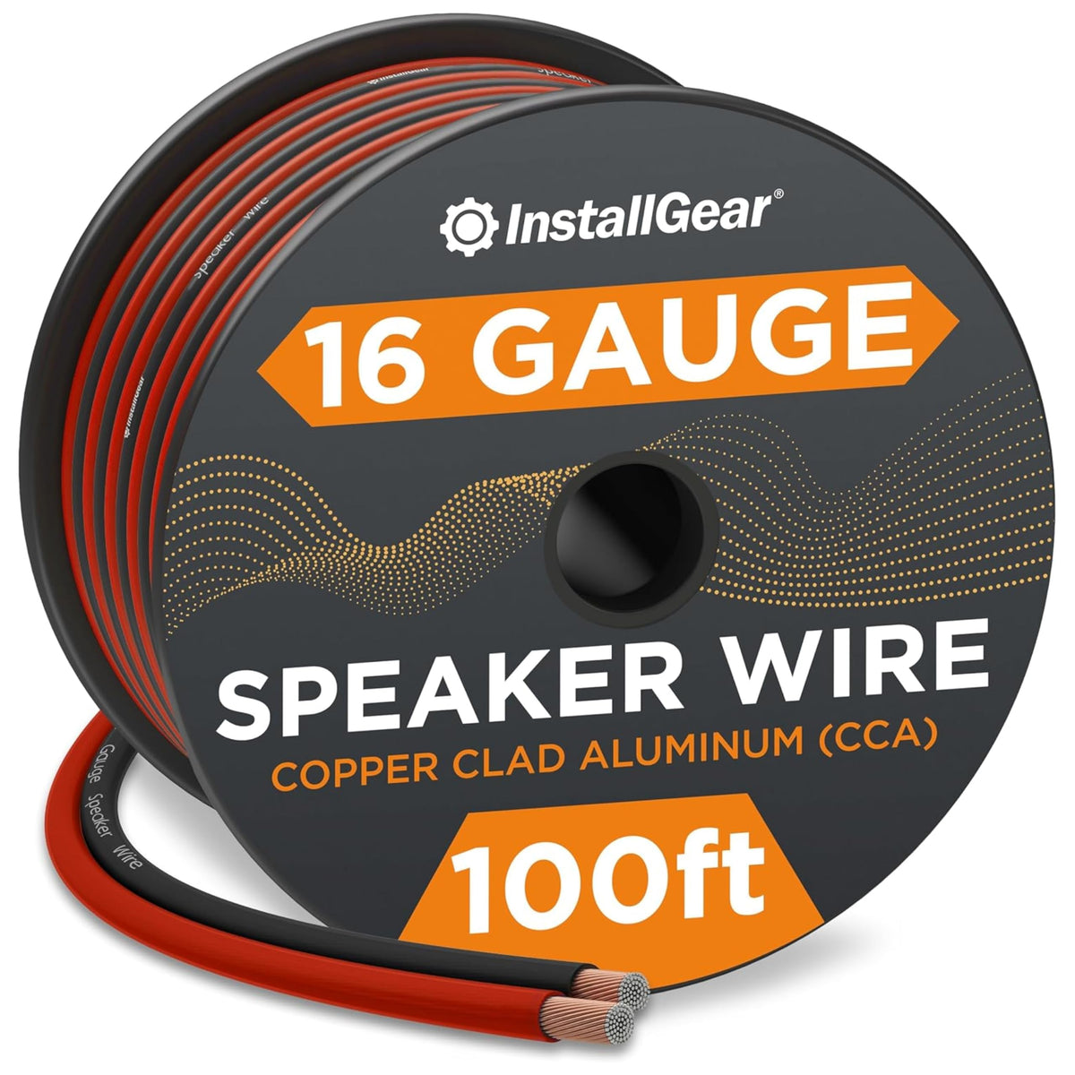 InstallGear 16-gauge speaker cable 100ft for clear audio in car stereos and home theater setups