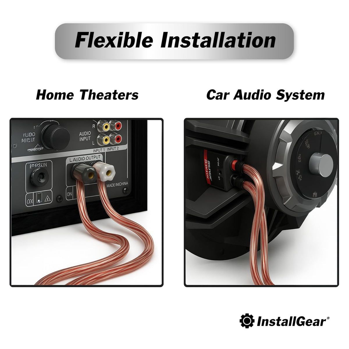InstallGear cable routed through a car door panel demonstrating tidy installation