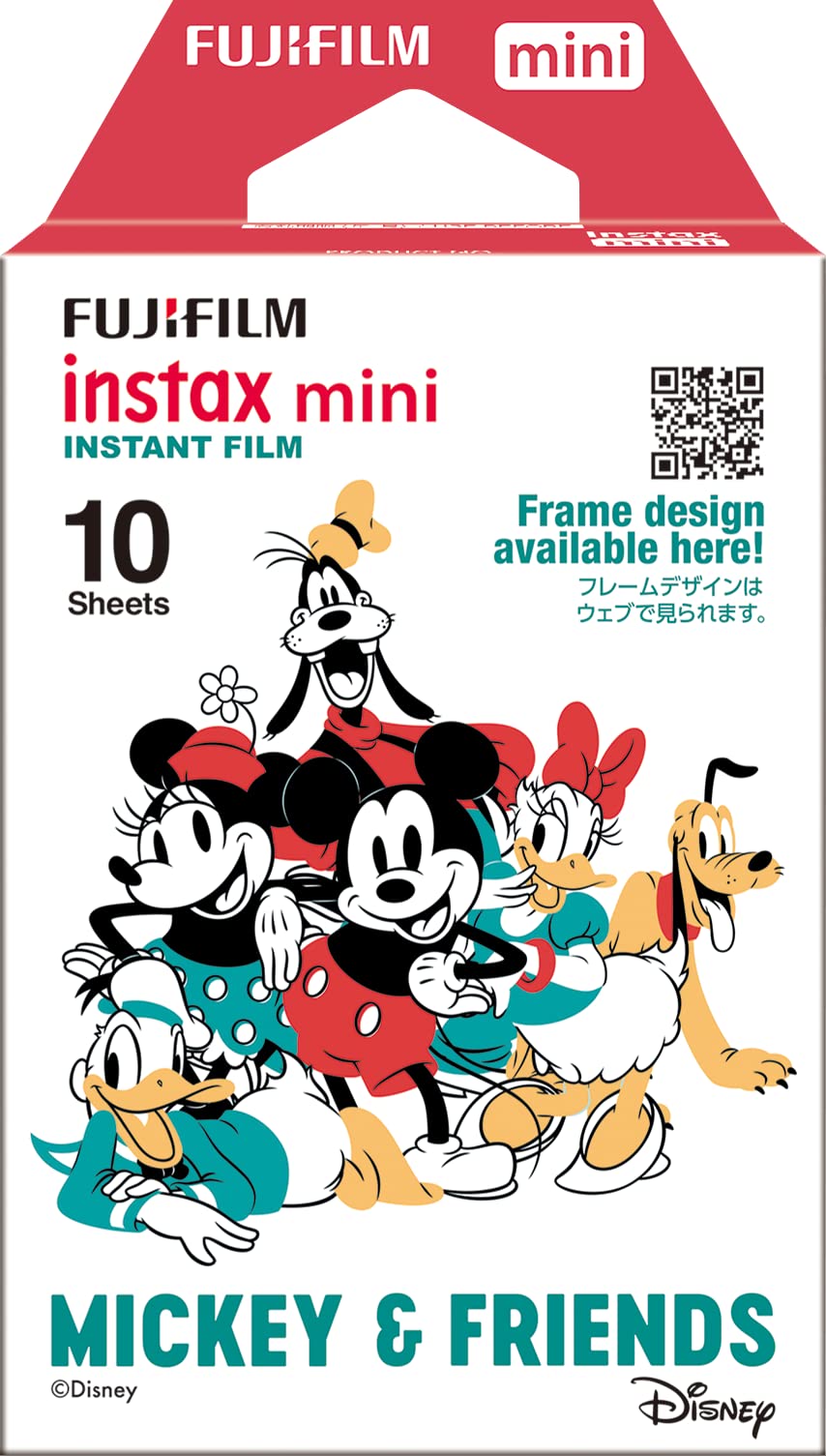instax film pack front view showing Mickey & Friends border, playful collectible prints