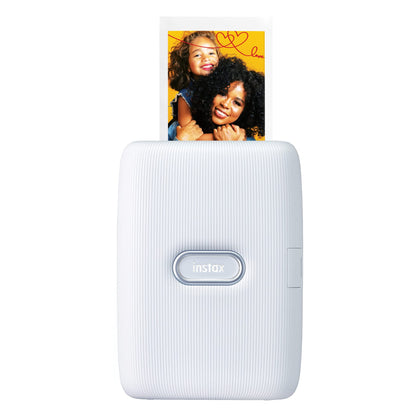 Instax Mini Link ash white front view for portable photo printing on the go