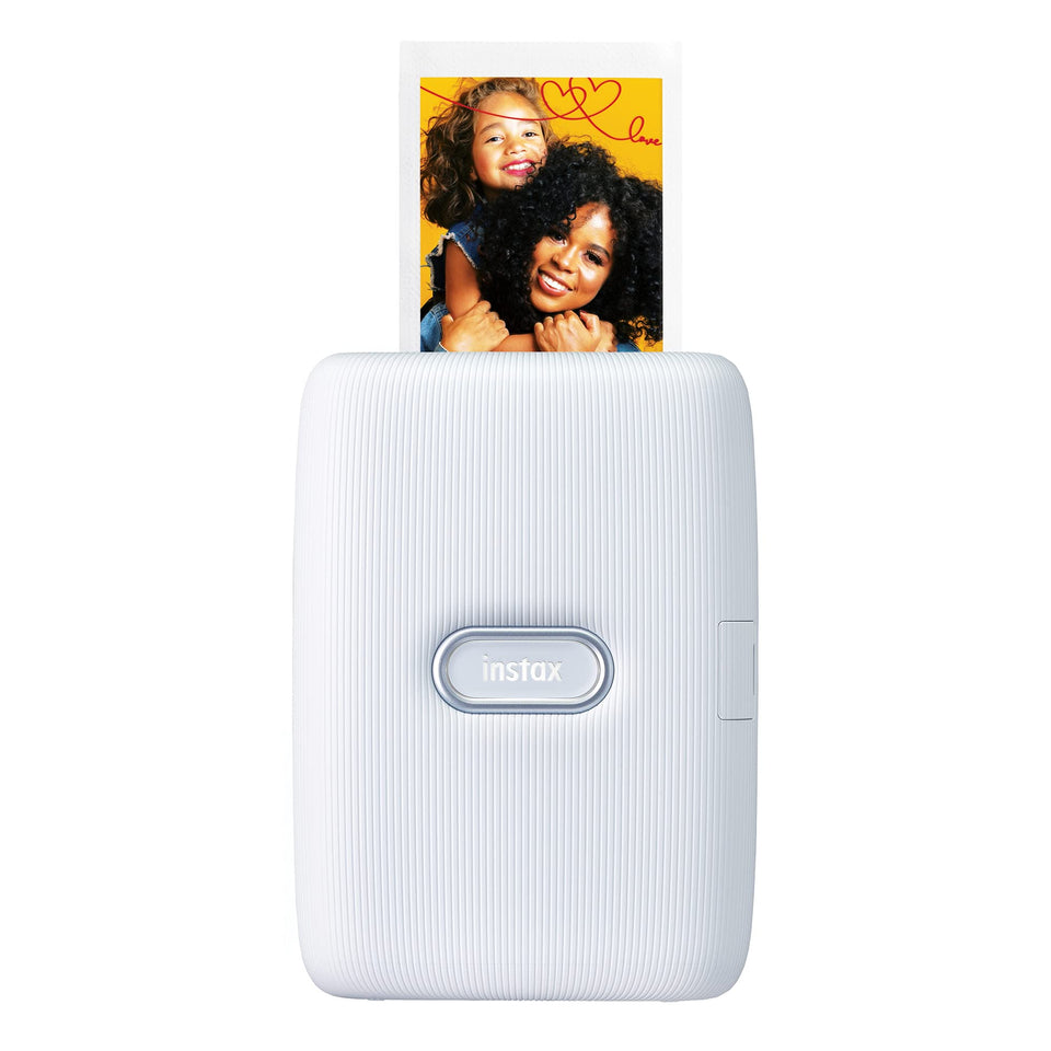 Instax Mini Link ash white front view for portable photo printing on the go