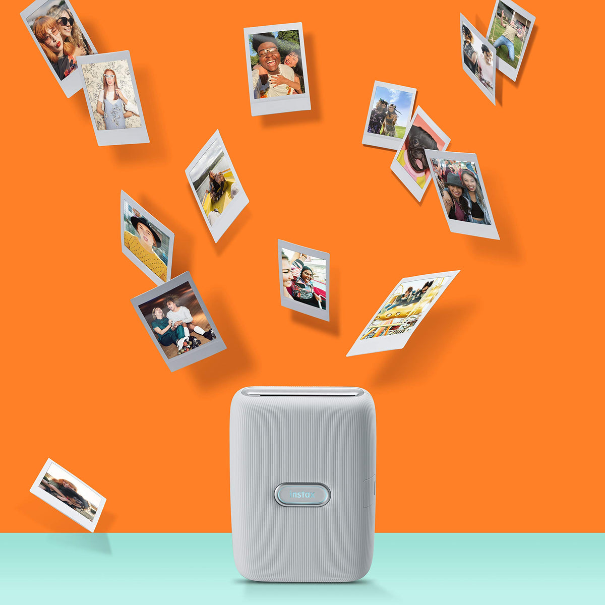 Instax Mini Link ash white with fun filters and frames for creative photos