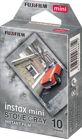 close-up of stone gray border and silver accents showing instax refined texture