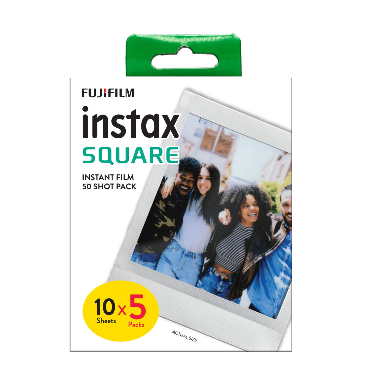 instax Square Film White Border 50-shot pack delivers vibrant color for instant memories.