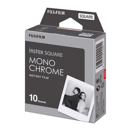 Instax Square Monochrome Film for square B&W prints with ISO 800, ideal for day or flash shots