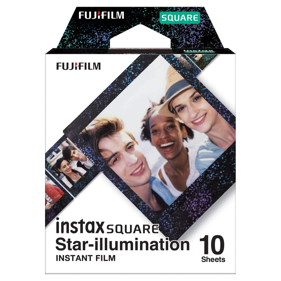 Instax Square Star Illumination film with galaxy border for creative frames.