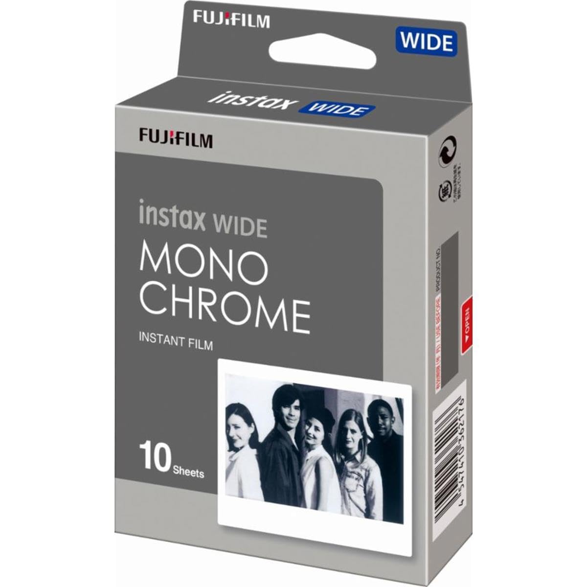 Instax Wide Monochrome Film pack for bold black-and-white street photography.