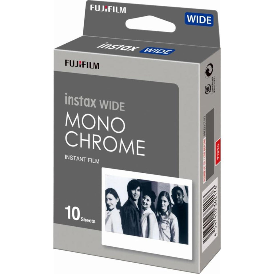 Instax Wide Monochrome Film pack for bold black-and-white street photography.