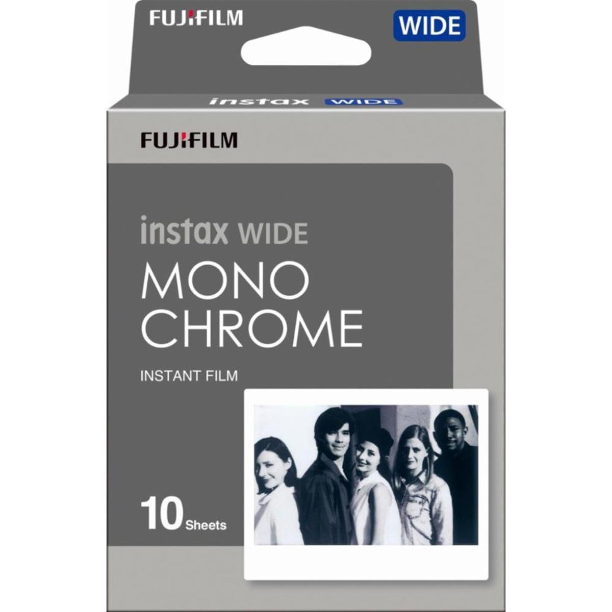 Instax Wide Monochrome Film prints deliver 3x5 inch frames for stylish fashion moments.