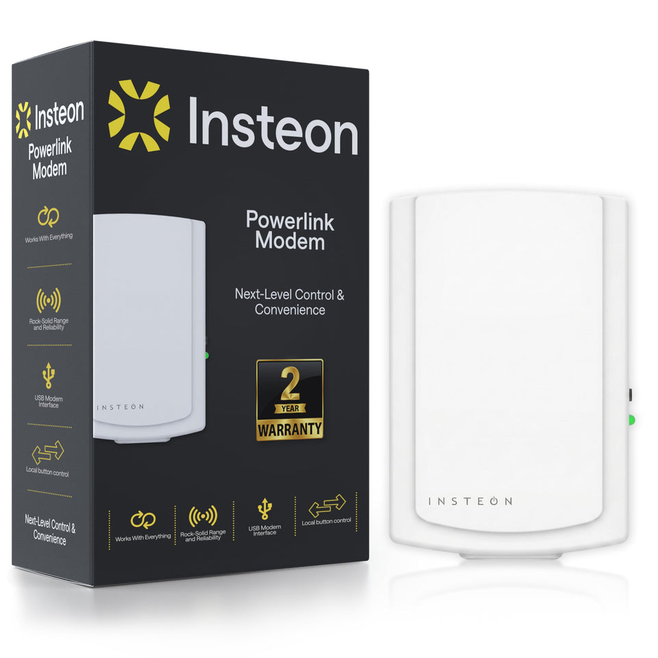 Insteon PowerLinc front view showing USB housing and brand — clear device identification